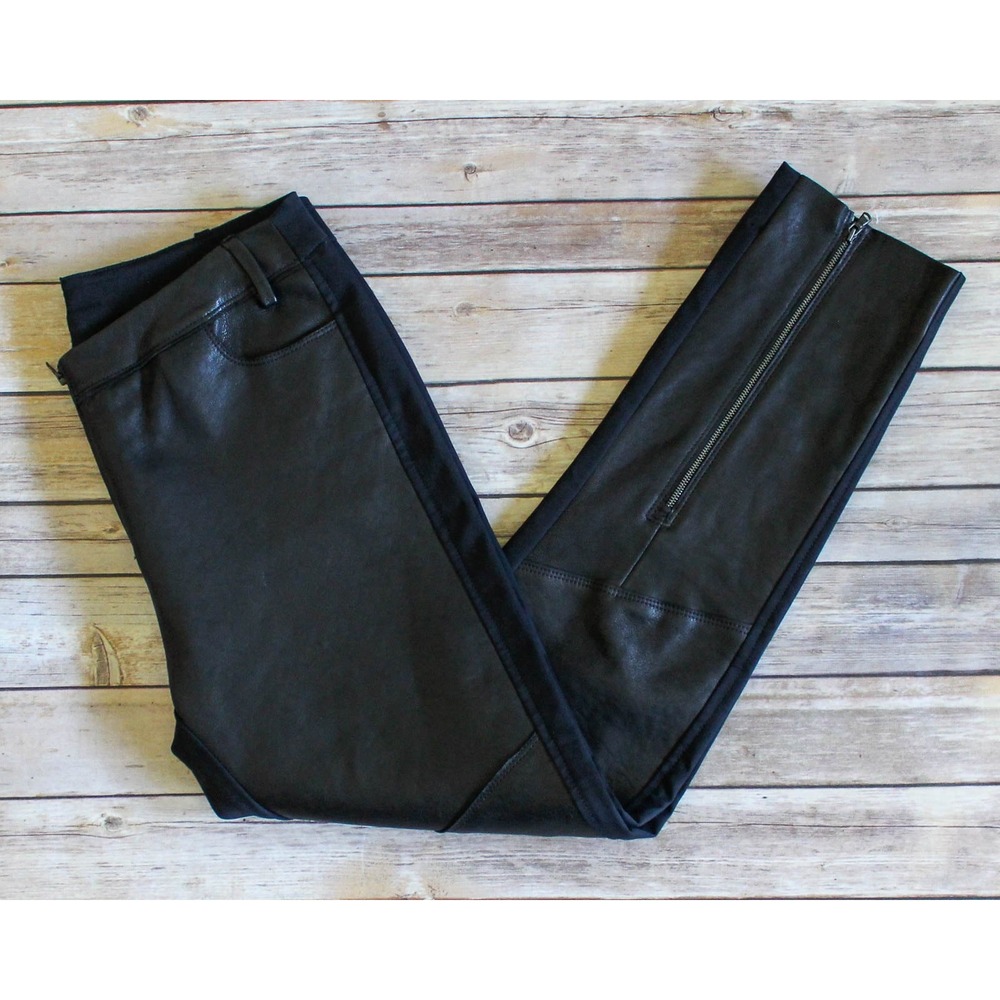 Ilaria Nistri Pants Womens 42 Black Lamb Leather Front Moto Slim Fit Made Italy